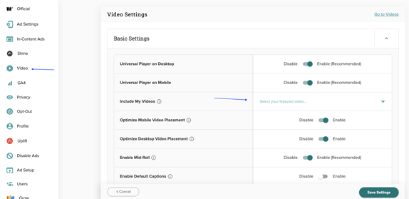 LD Video Settings